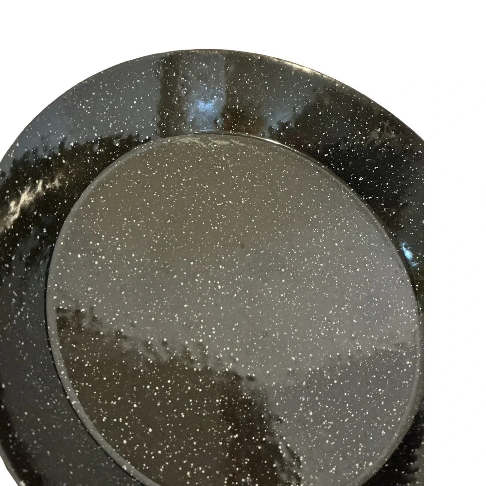 Vintage Style Black Speckled Enamelware Frying Pan 9.5 Inch Skillet Camping‎